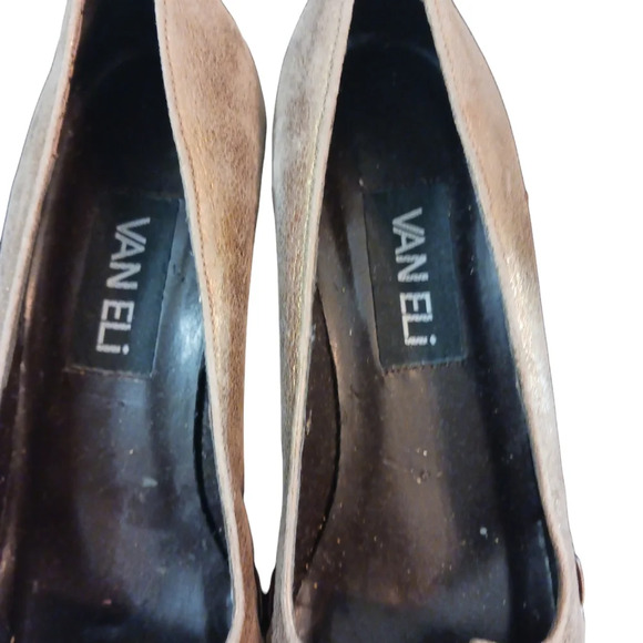 VANELI Vintage Gold/Bronze Square Toe Kitten Heel Pumps Size 7 - Picture 6 of 12